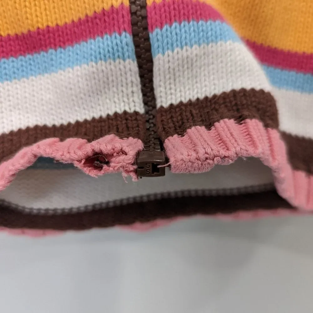 Gymboree Colorful Striped Cardigan Zipper Hooded Sweater Girls Size 2T